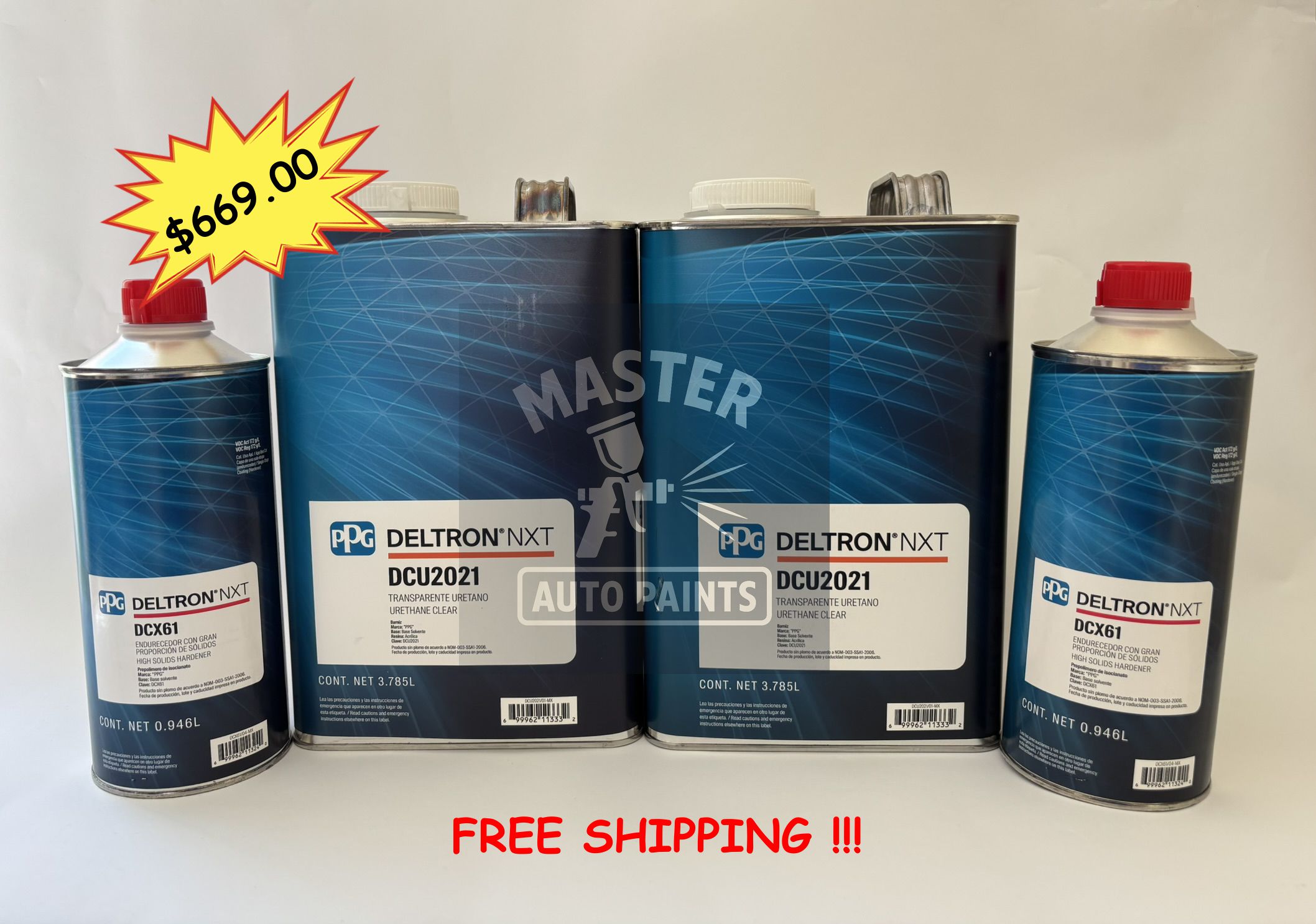 Ppg Clearcoat Deltron 2 Gallons Dcu2021, 2 Qt Dcx61 FREE SHIPPING !!! 2 Kits.