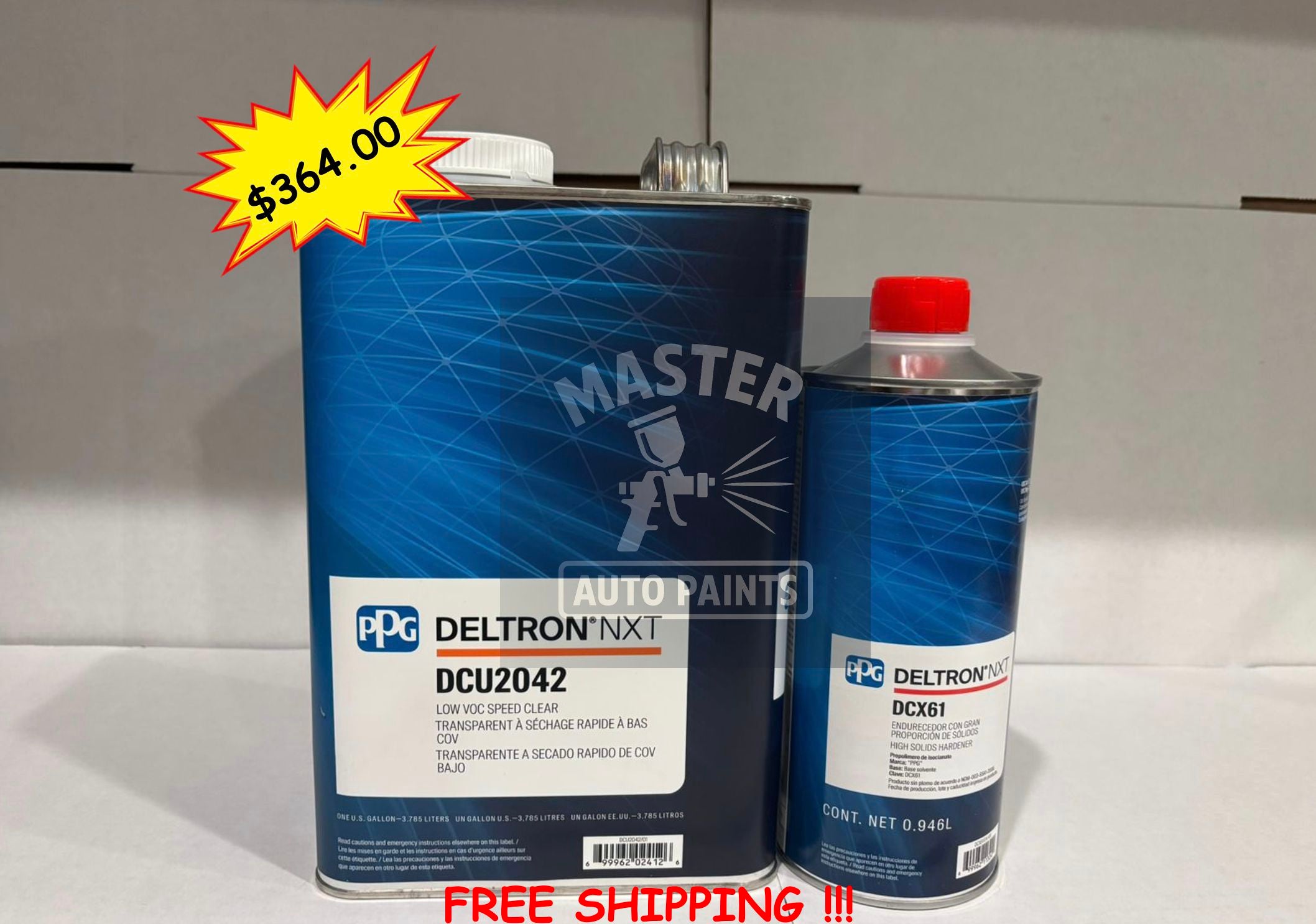 DCU2042 PPG  Clearcoat 1 Gallon, 1 Quart DCX61 Hardener Free Shipping !!!