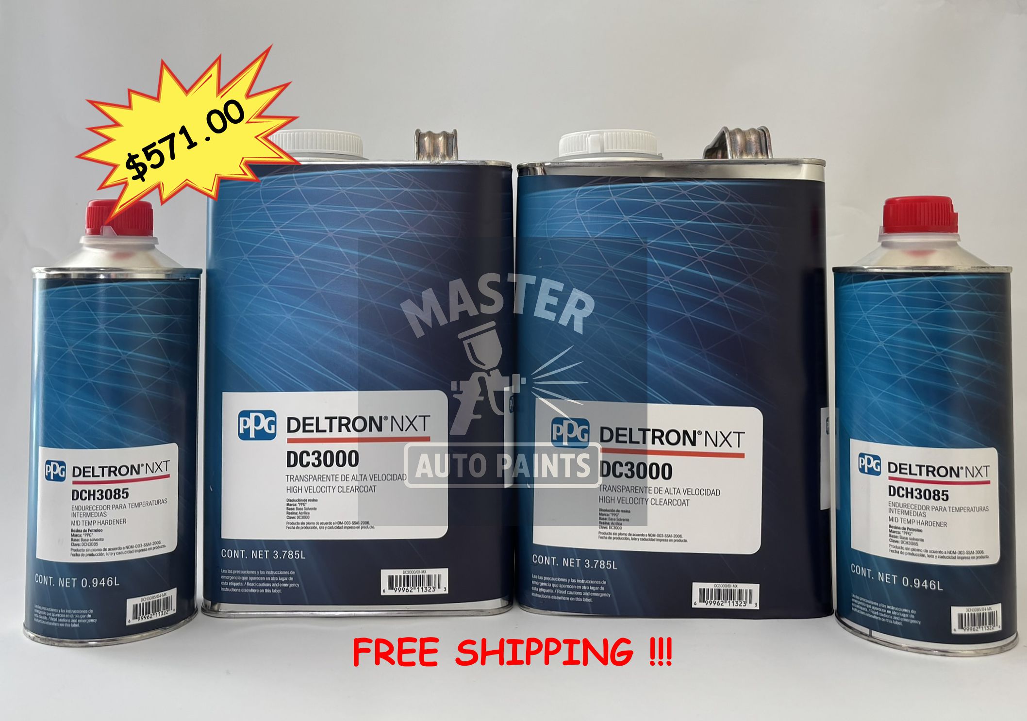 Ppg 2 Gal Dc3000, High Velocity Clearcoat, Dch3085 2 Qt Mid FREE SHIPPING 2KIT.